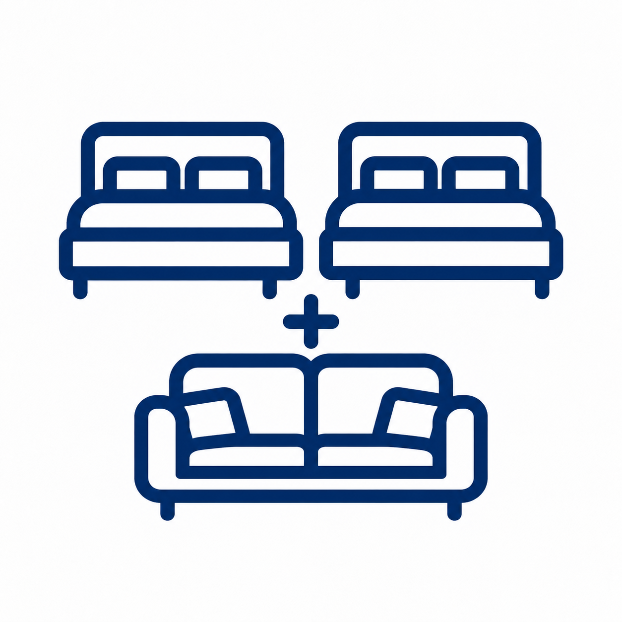 2 slaapkamers en slaapbank airco